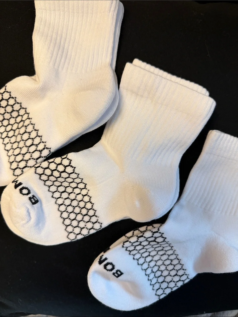 Bonds White Crew Socks with Black Honeycomb Detail - 3 Pack